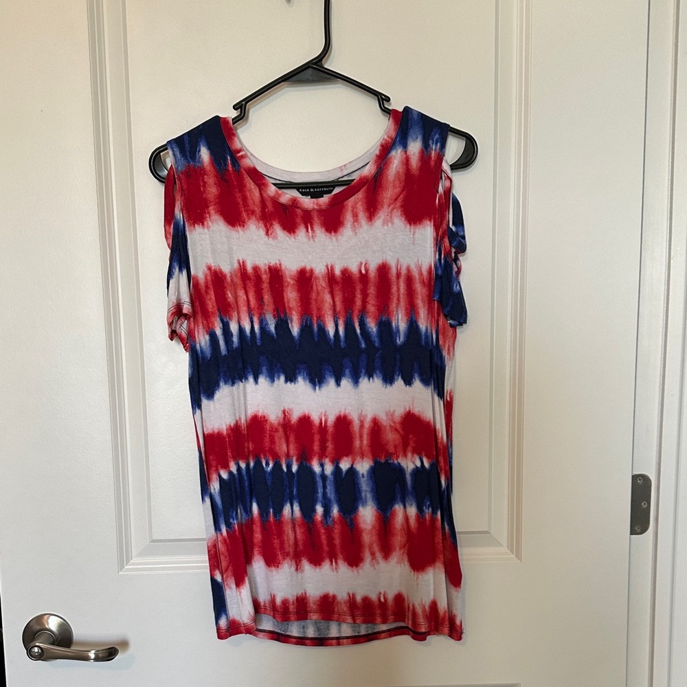 Red and Blue Tie-Dye Tee
